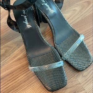 Free People Black Synthetic Transparent Sandals With Heels Size 40